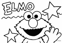 A coloring page of sesame street